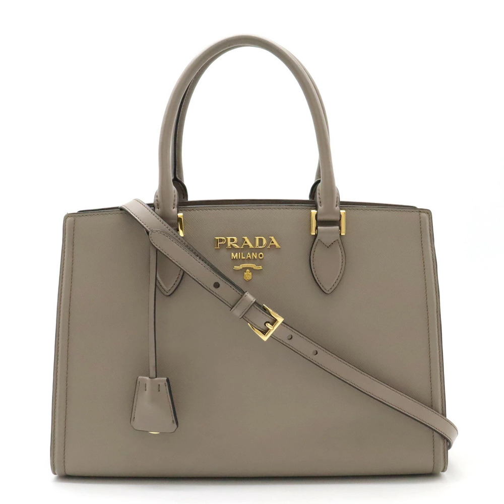 Prada Saffiano Leather Handbag Crossbody Bag ARGILLA Greige Gray